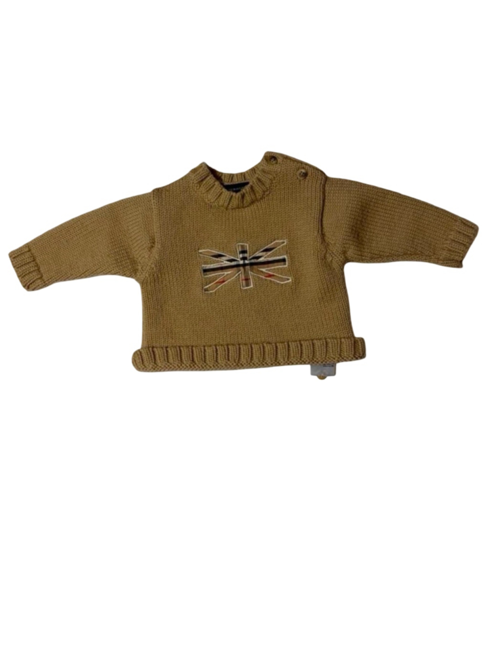 Burberry Baby Sweater Tan Nova Check Logo Knit Pullover 6M Luxury Infant